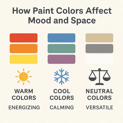 Visual chart showing how different paint colors influence mood and room size